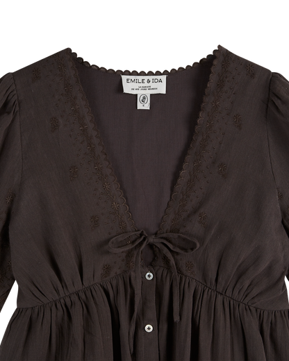 Blouse voile de coton bitume