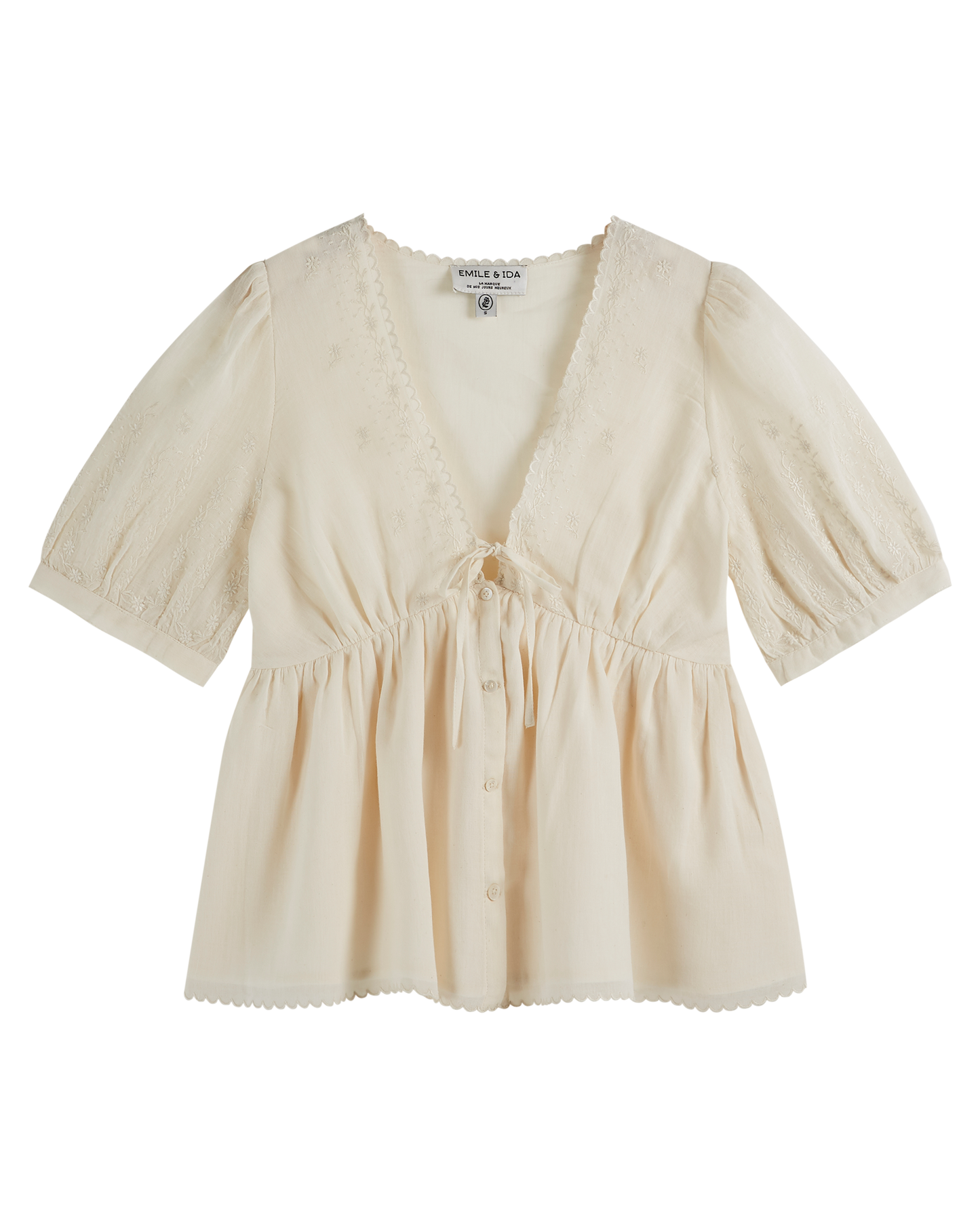 Blouse broderie vintage écru