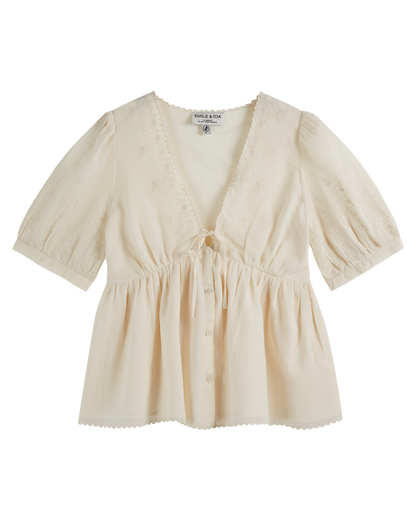 Blouse broderie vintage écru