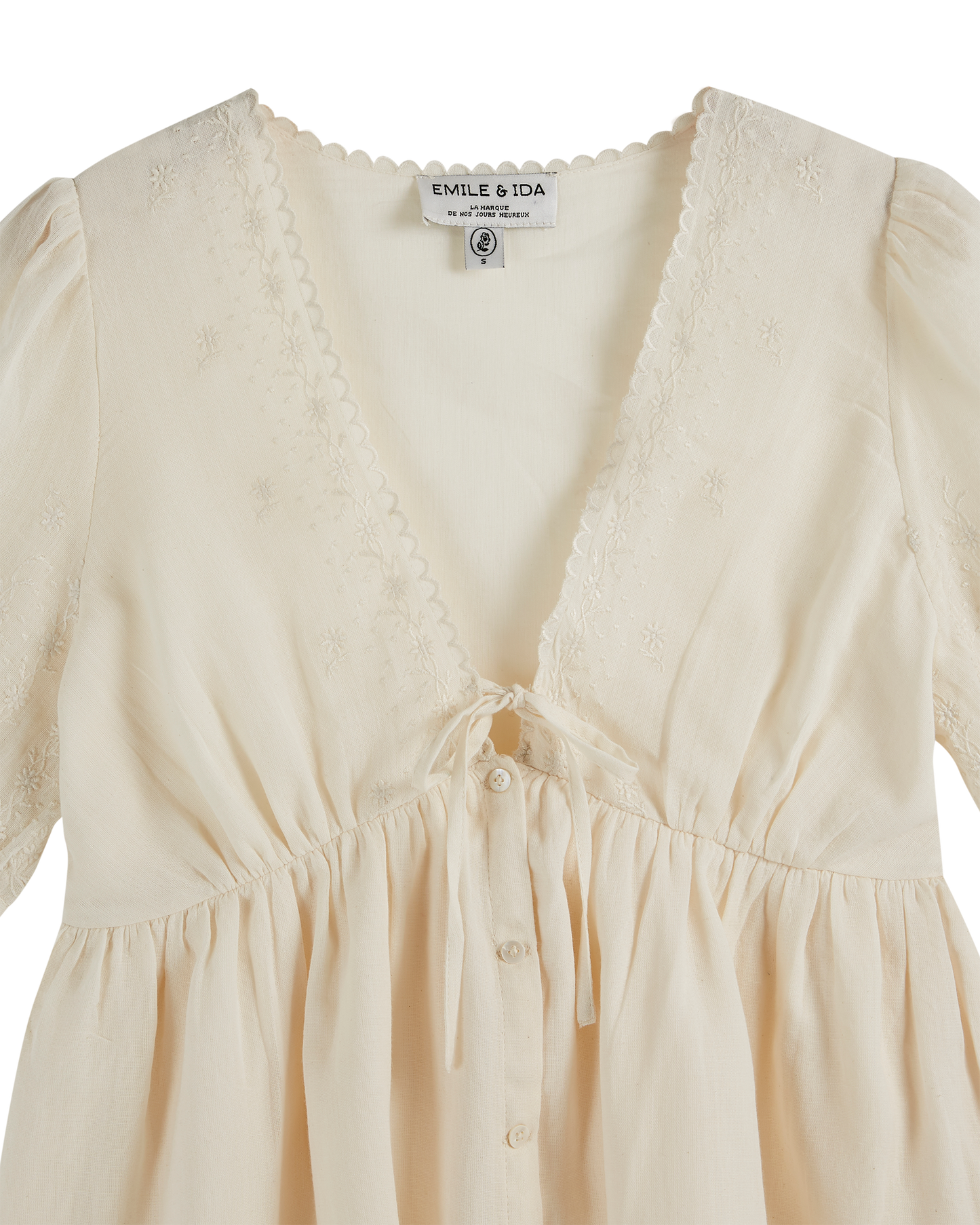 Blouse broderie vintage écru