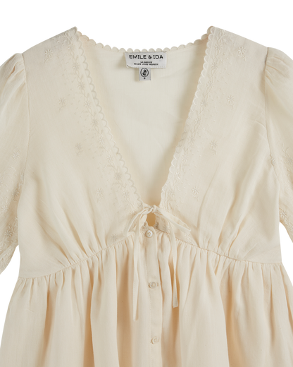 Blouse broderie vintage écru