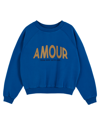 Sweat amour coton bio bleu saphir