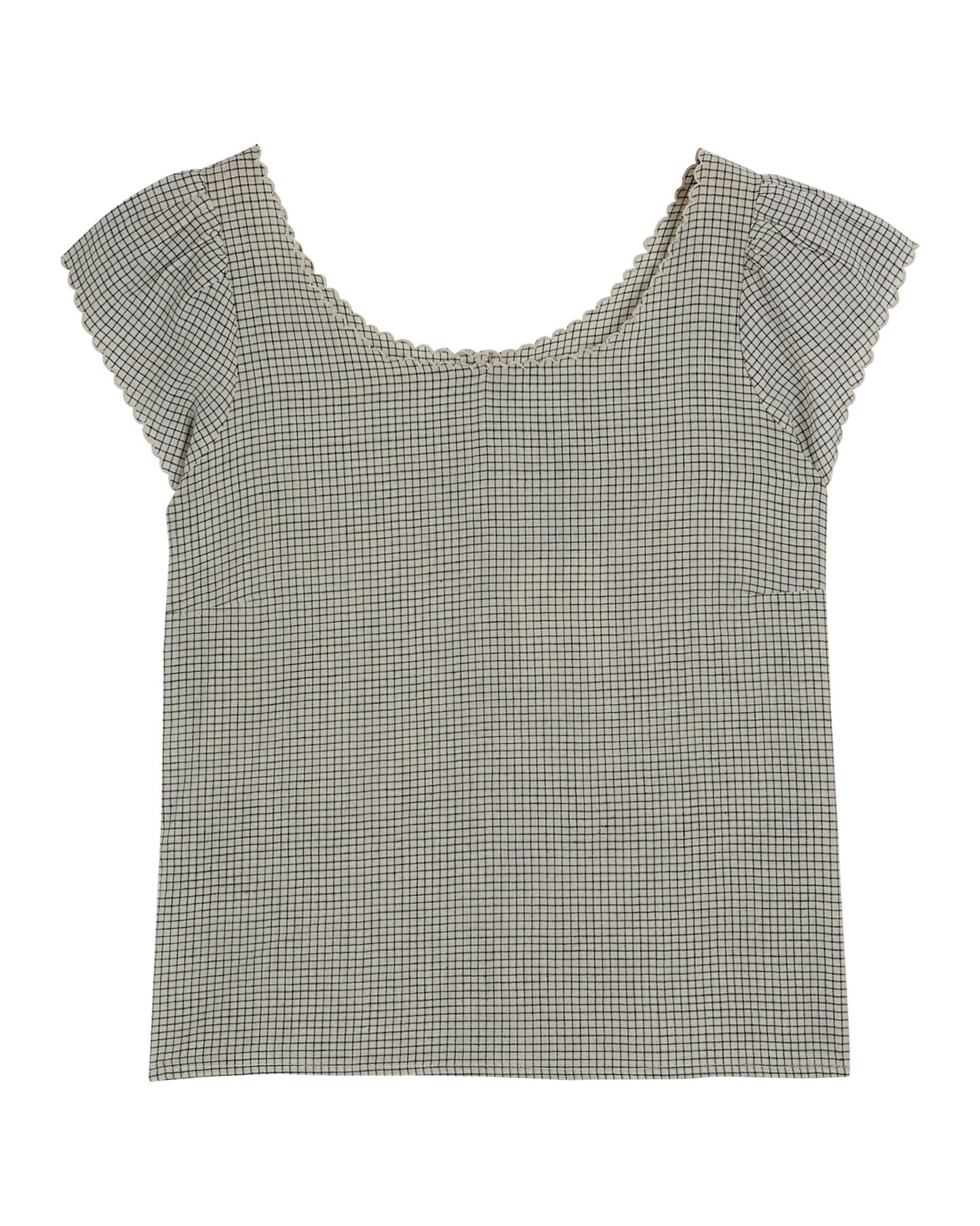 Blouse khadi de coton carreaux noir