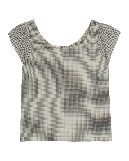 Blouse khadi de coton carreaux noir