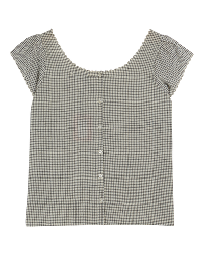 Blouse khadi de coton carreaux noir