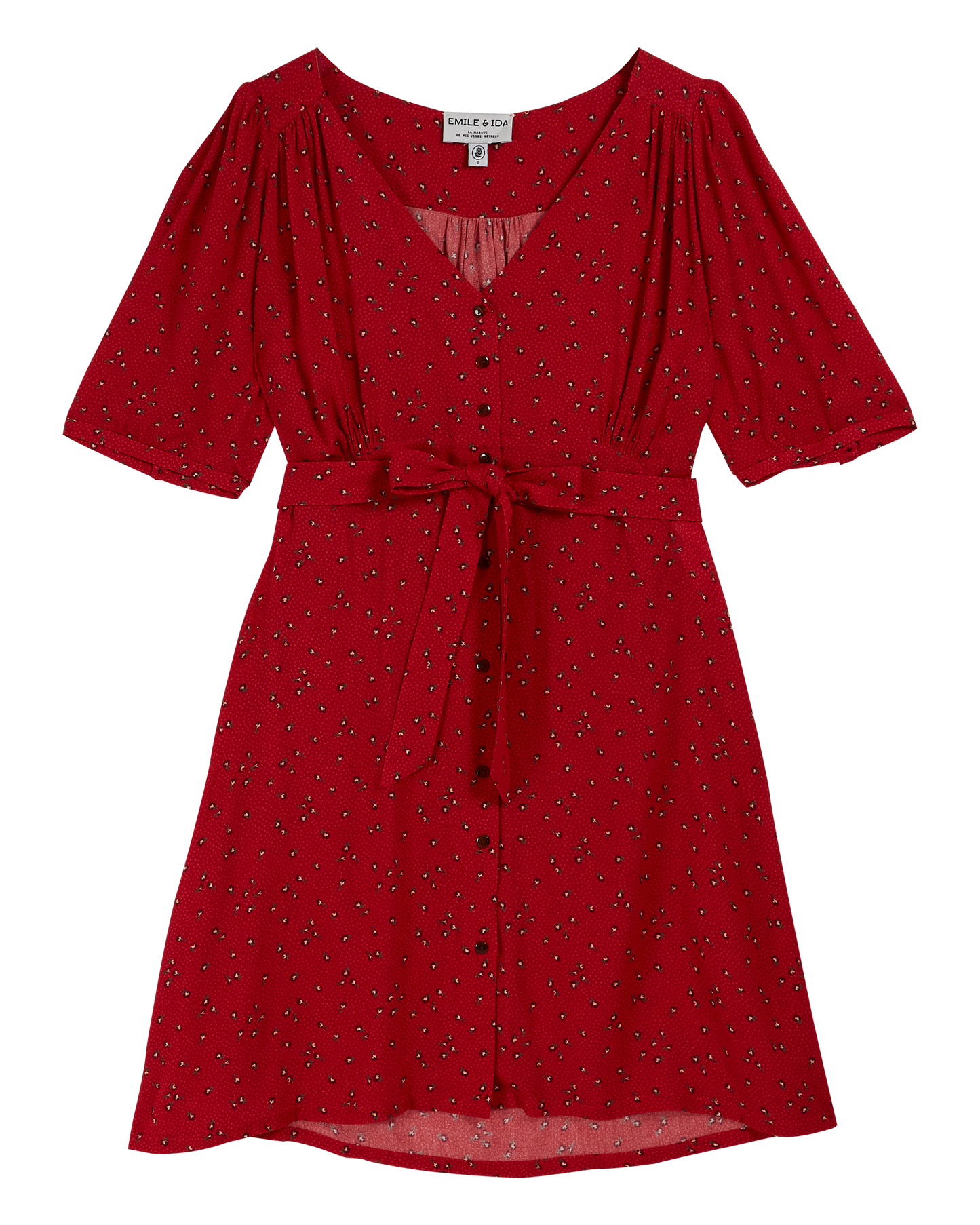 Robe chemisier à fleurs rouge