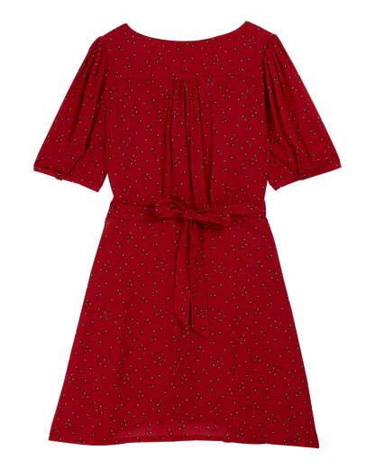 Robe chemisier à fleurs rouge