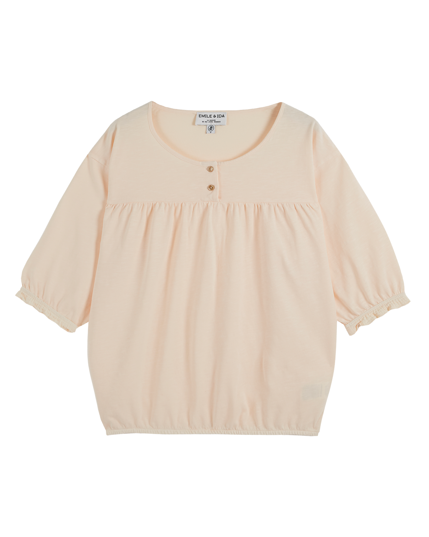 T-shirt coton bio flammé crème