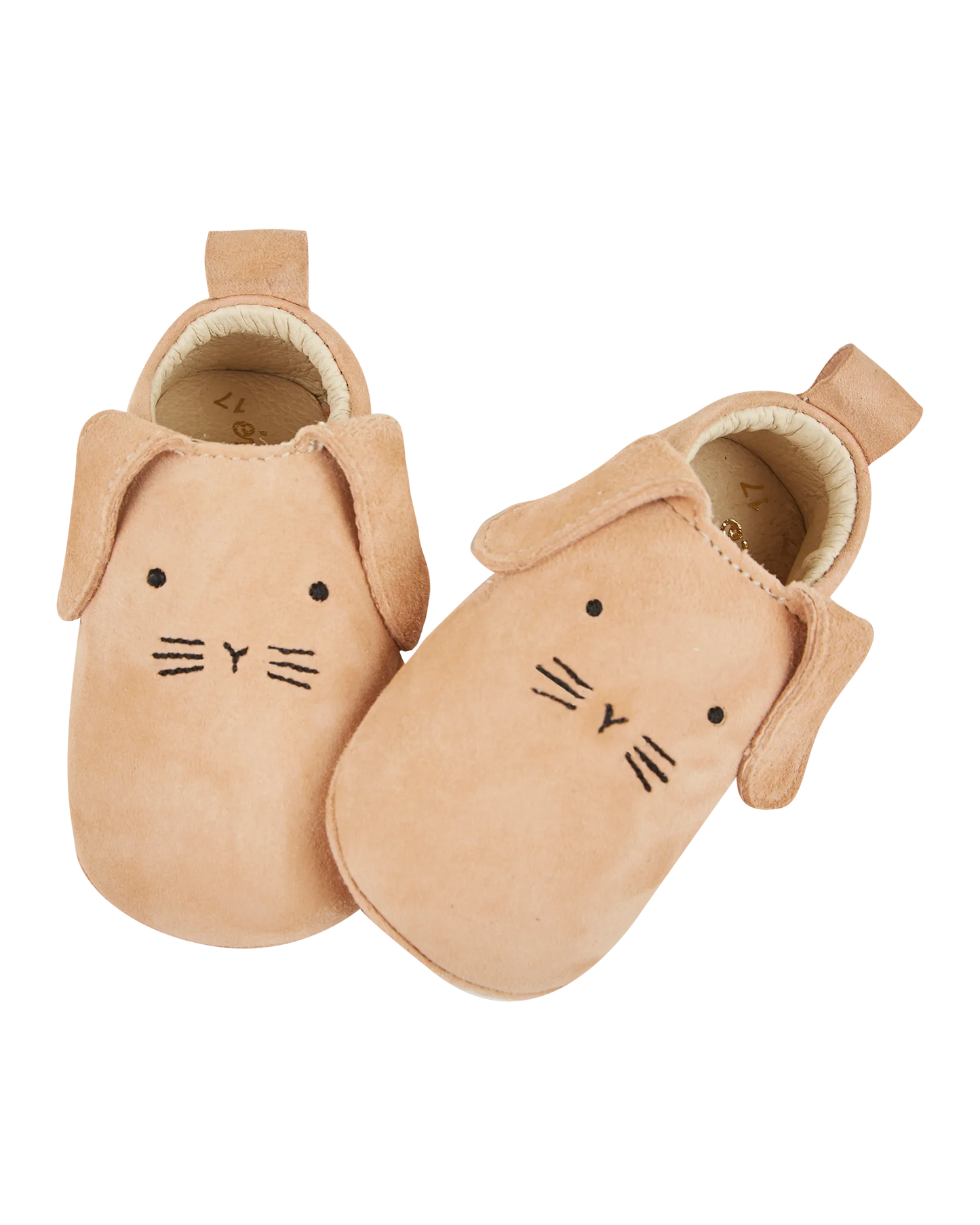 Chaussons lapin cuir beige