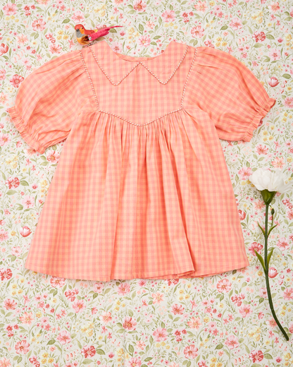 Robe ample vichy pivoine
