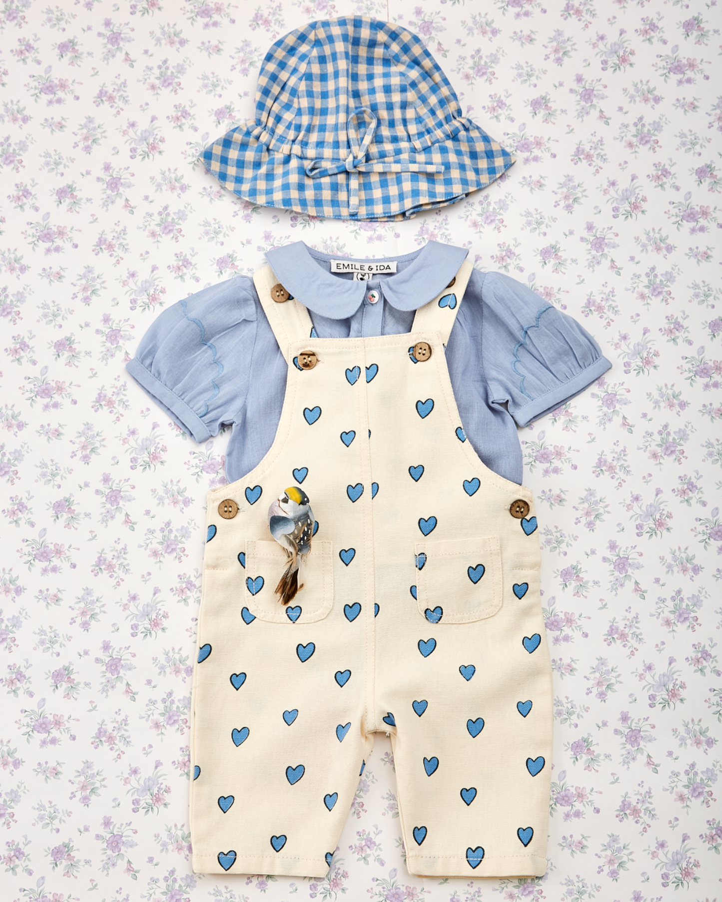 Salopette bébé coeur écru