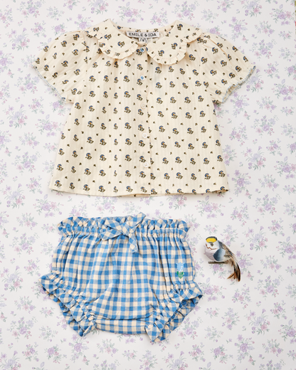 Blouse col fleurs iris