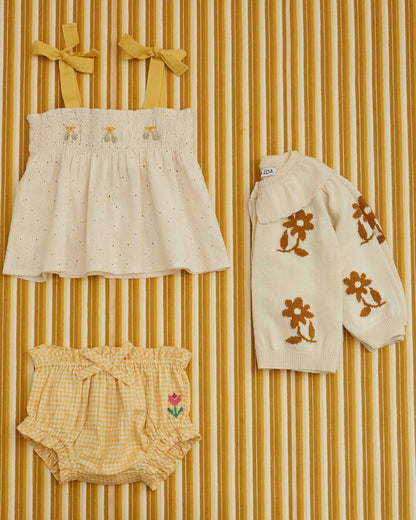 Top smocké broderie anglaise chantilly