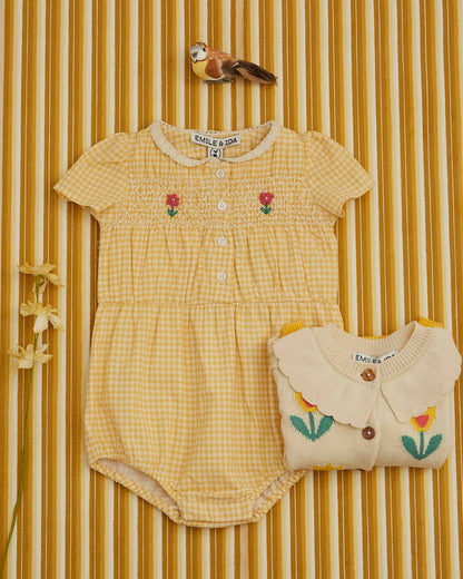 Combibloomer rebrodé vichy jaune