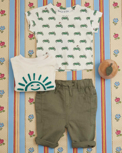 Pantalon lin coton salicorne