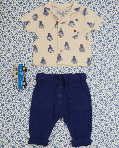 Chemise éponge octopus bleu