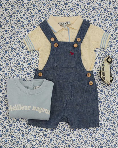 Salopette bébé lin indigo