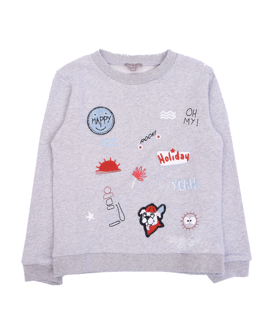 Sweatshirt badges gris chiné