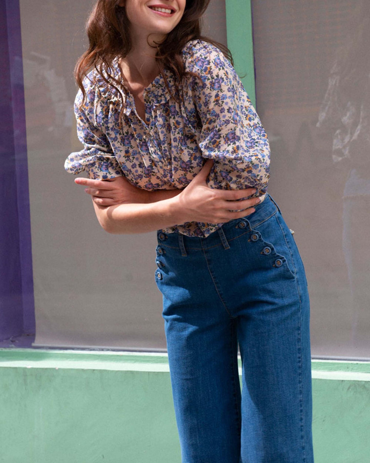 Pantalon à pont denim coton bio bleu