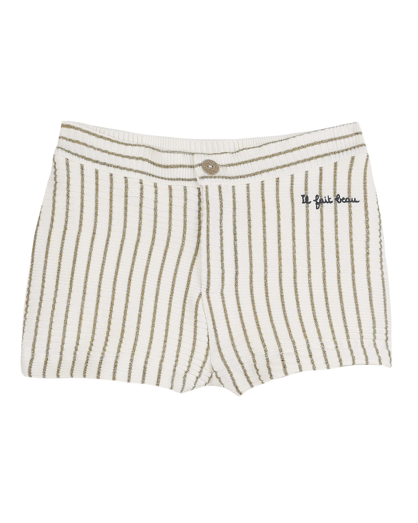 Short rayé or et blanc