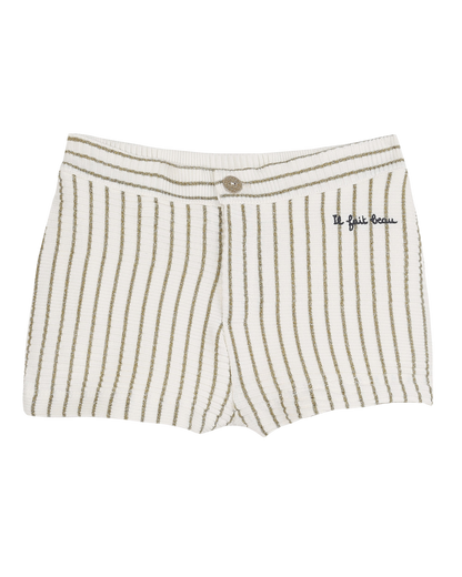 Short rayé or et blanc
