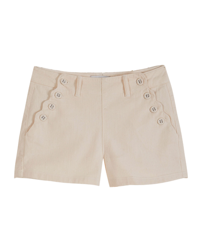 Short à pont denim coton stretch écru