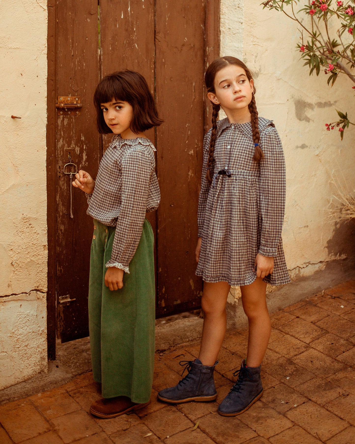 Robe à carreaux voile de coton indigo
