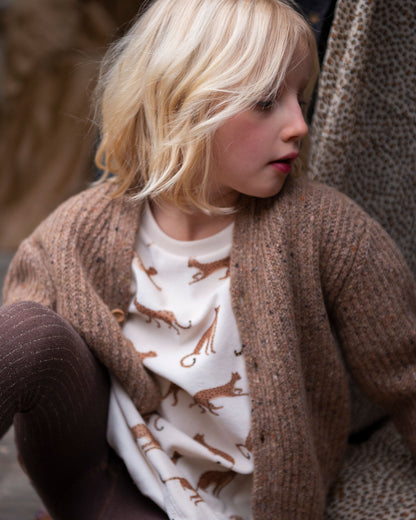 Cardigan oversize laine recyclée noix puce