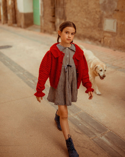 Robe à carreaux voile de coton indigo