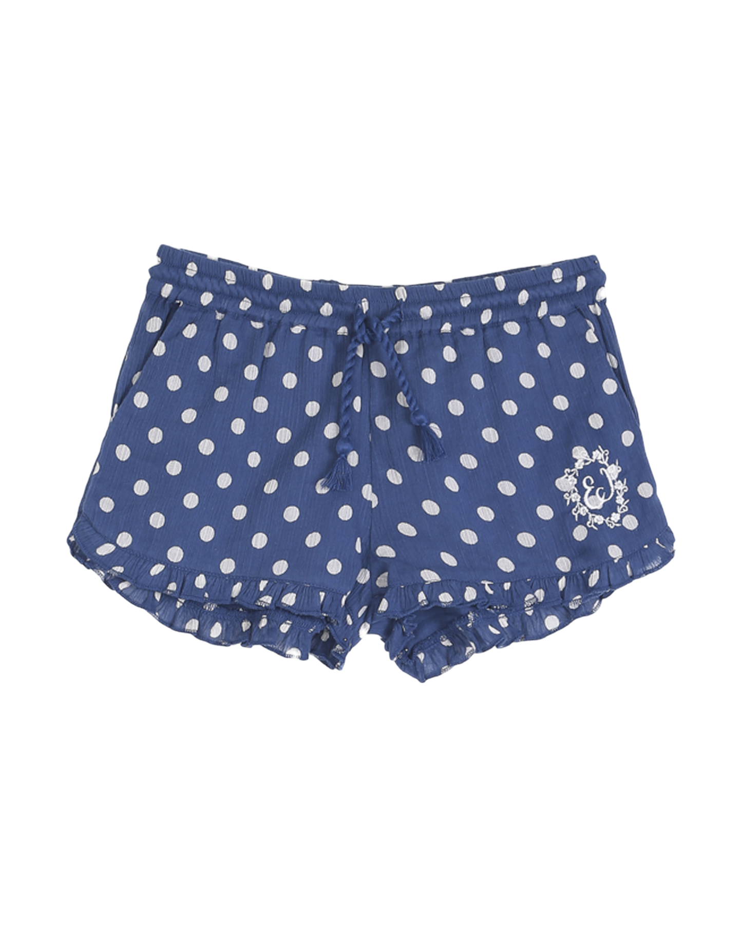 Short volanté à pois bleu