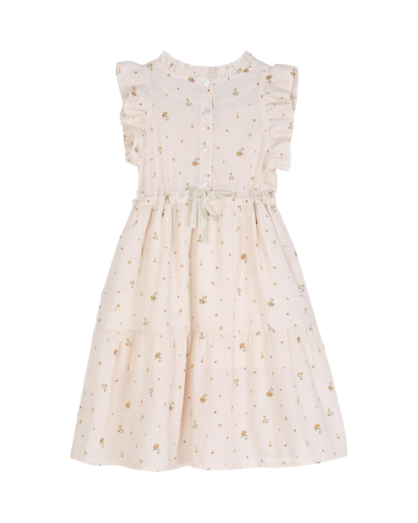 Robe volantée à fleurs écru
