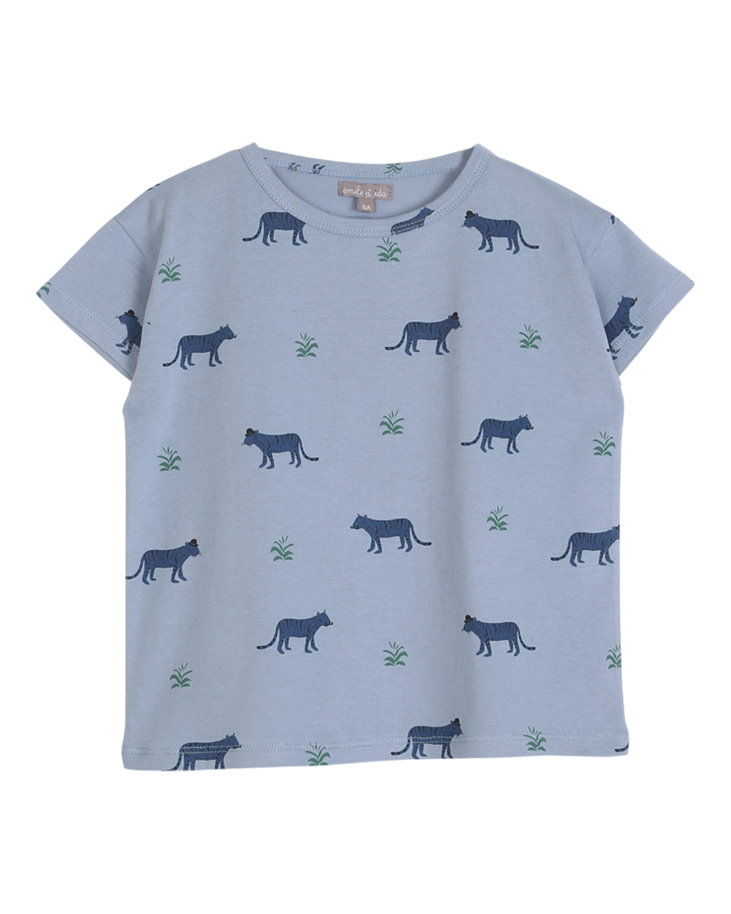 T-shirt coton bio tigres bleu