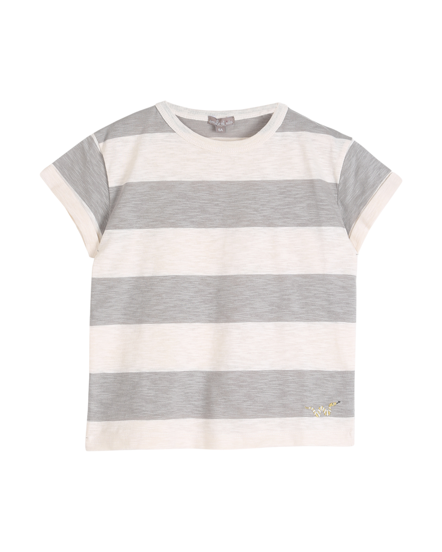 T-shirt coton bio rayures écru et argile