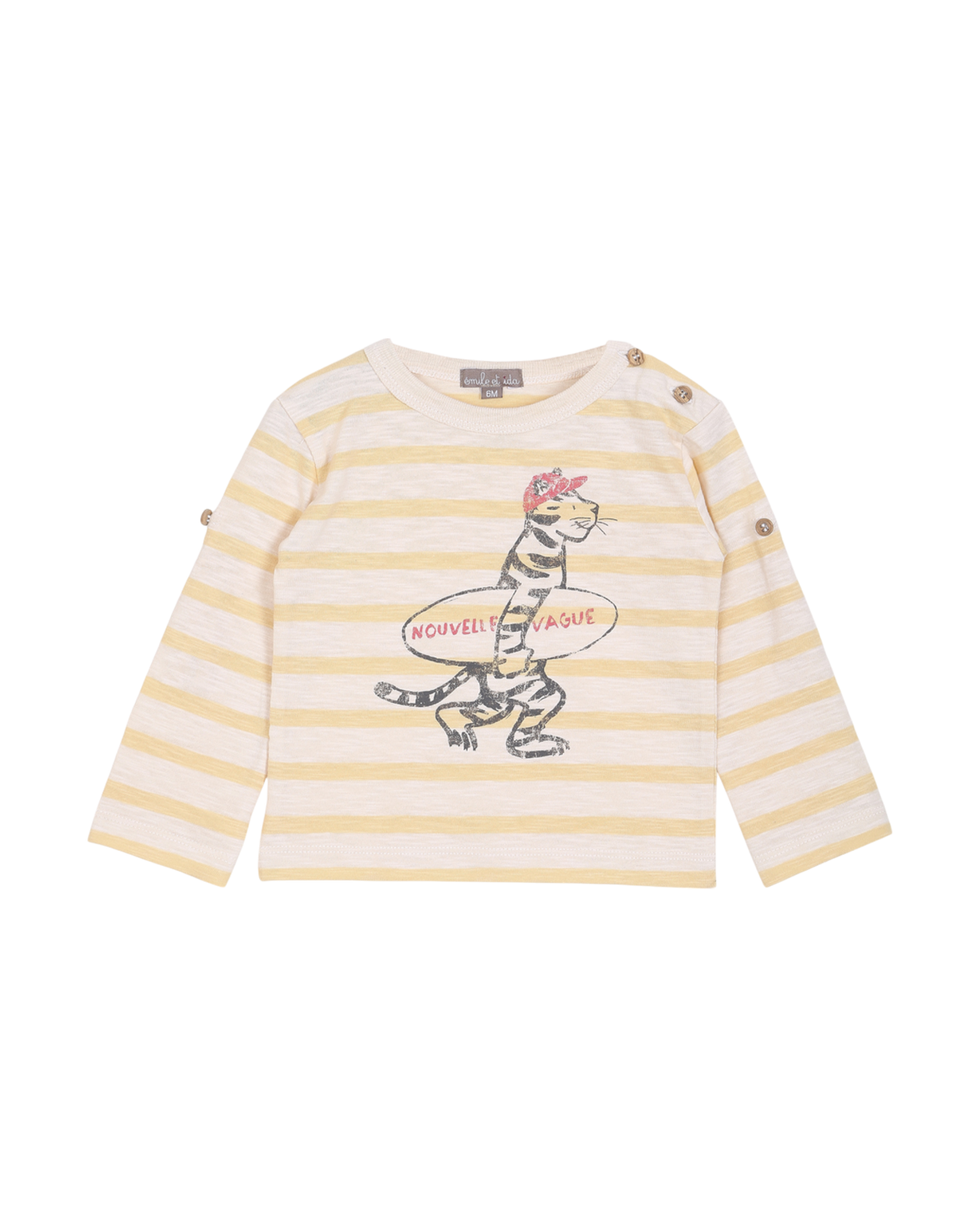 T-shirt coton bio rayures écru et vanille