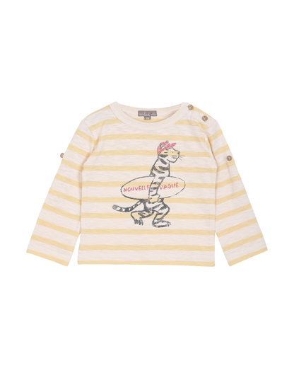 T-shirt coton bio rayures écru et vanille