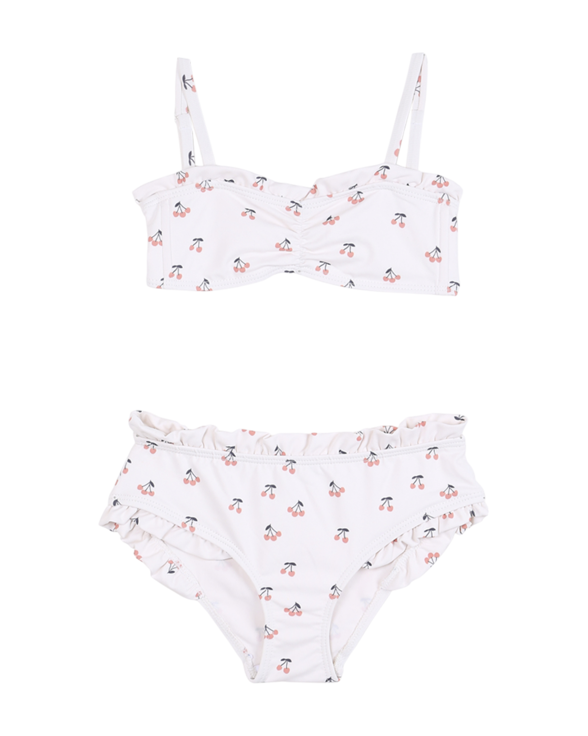 Maillot de bain 2 pièces cerises écru