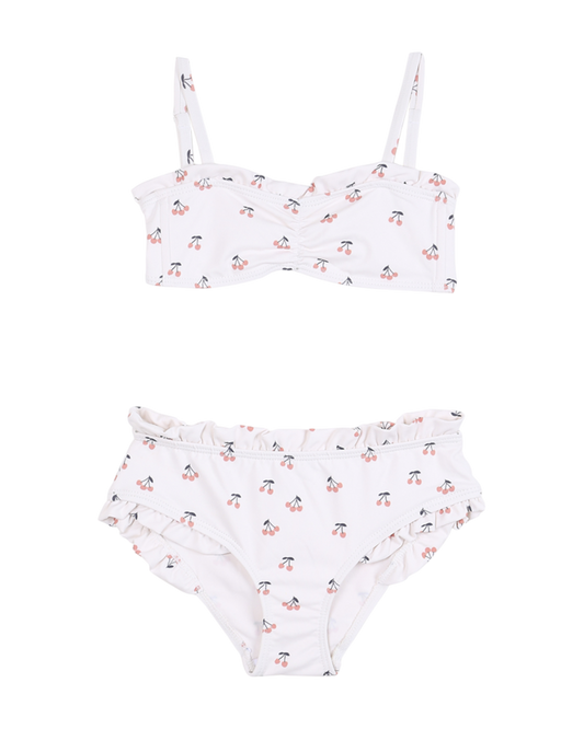 Maillot de bain 2 pièces cerises écru