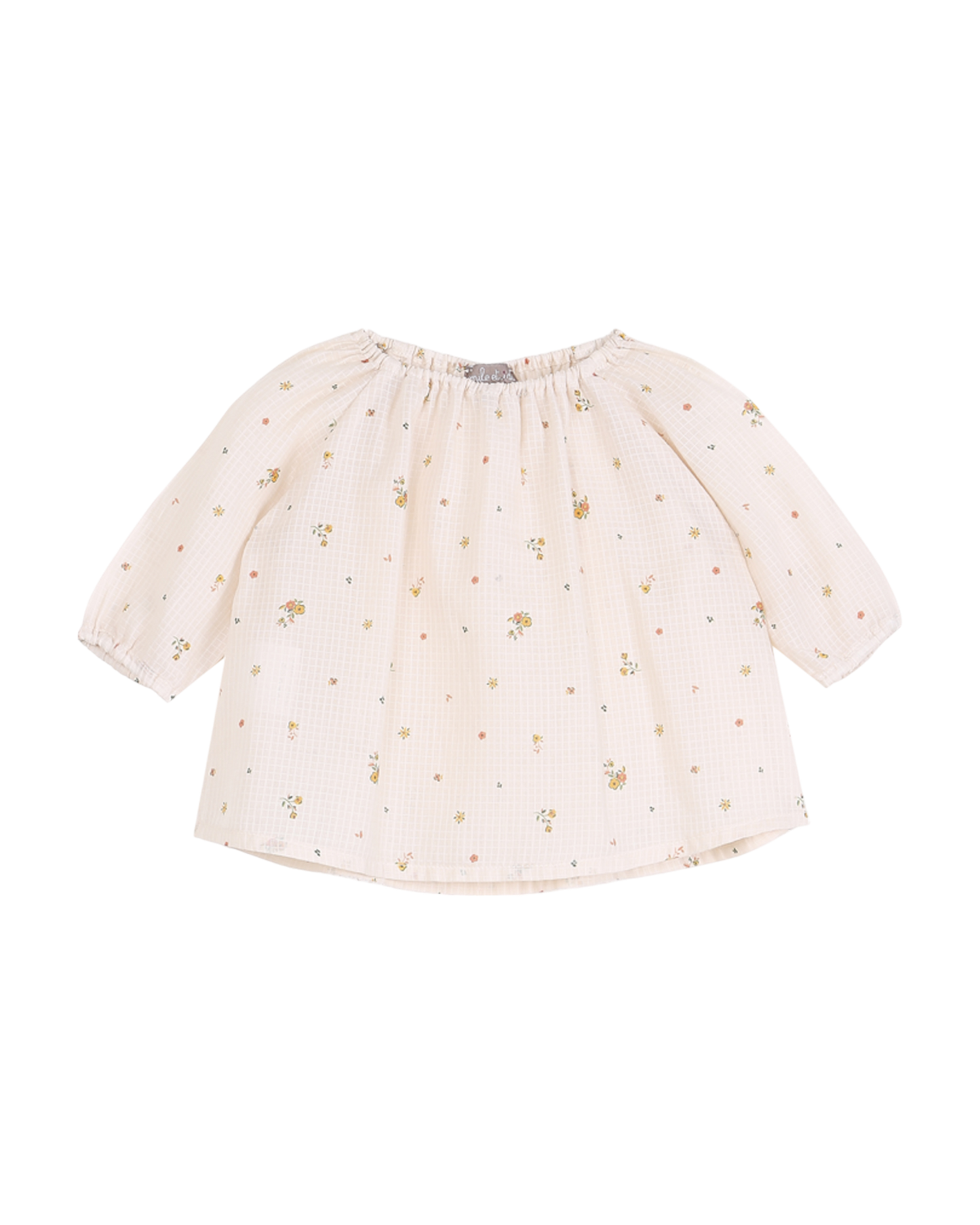 Blouse bébé évasée à fleurs écru