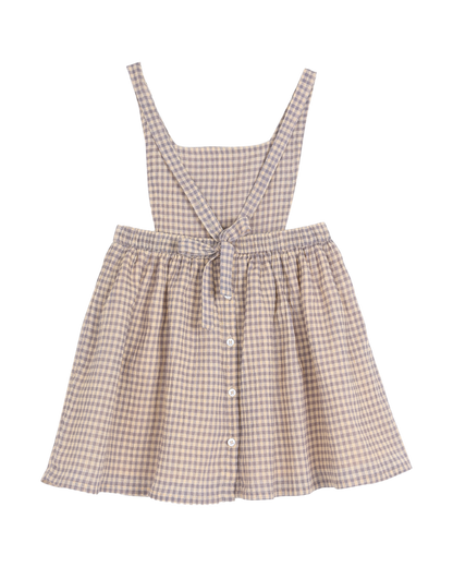 Robe tablier fille vichy pêche