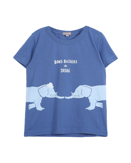 T-shirt "Bons baisers de Delhi" bleu