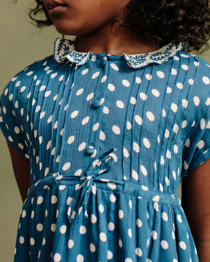 Robe à pois bleu