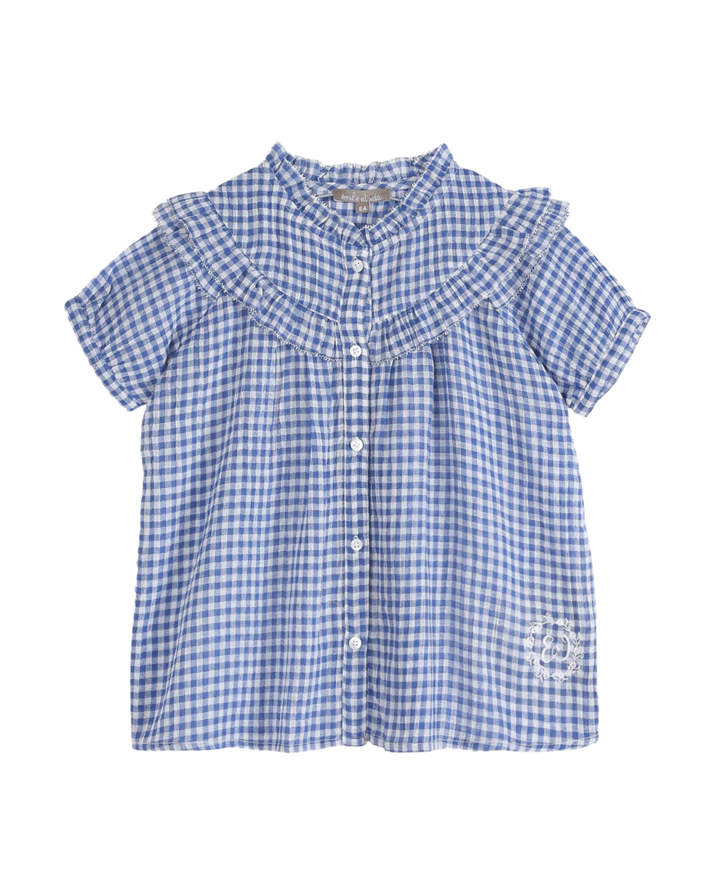 blouse fille vichy bleu