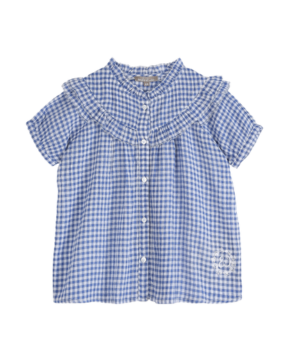 blouse fille vichy bleu