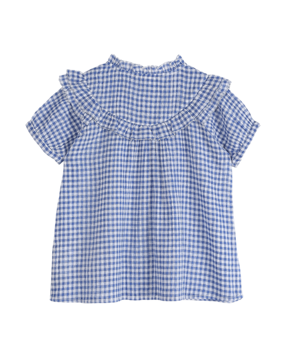 blouse fille vichy bleu