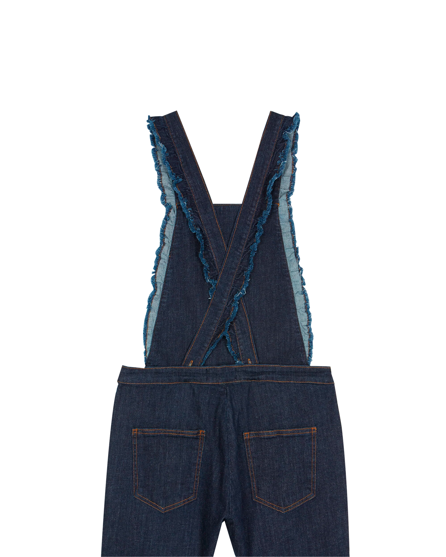 Salopette dos croisé coton bio denim bleu foncé