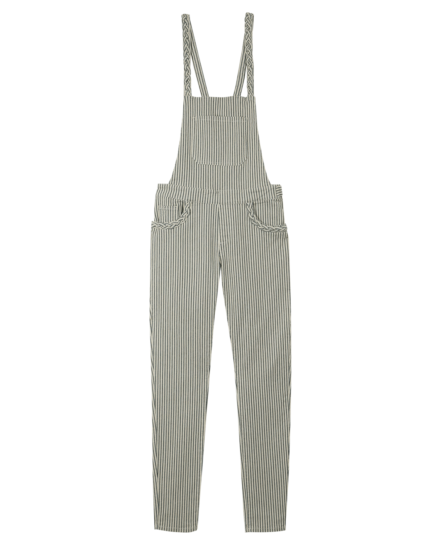 Salopette coton stretch rayure verte
