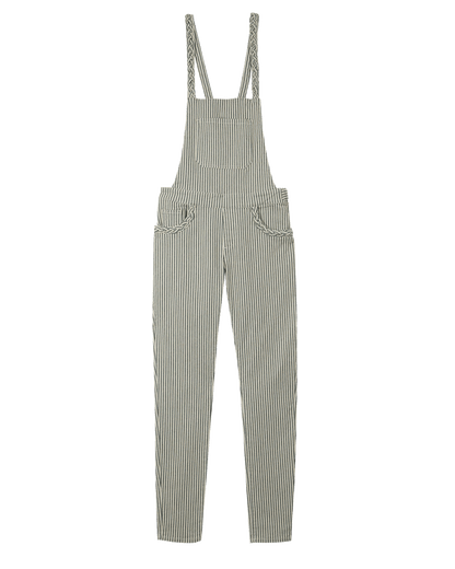 Salopette coton stretch rayure verte