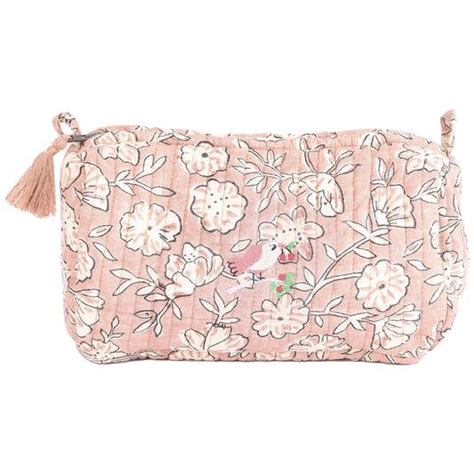 trousse de toilette fille rose imprimee floral