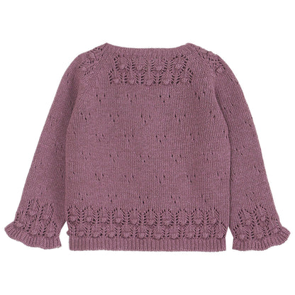 cardigan bebe en laine merinos et cachemire violette