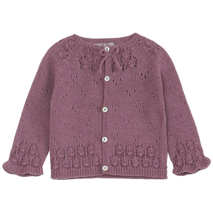 cardigan bebe en laine merinos et cachemire violette